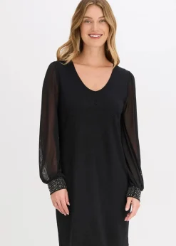 bonprix Bekleidung·Pullover & Strickjacken|Kleider^Jerseykleid schwarz