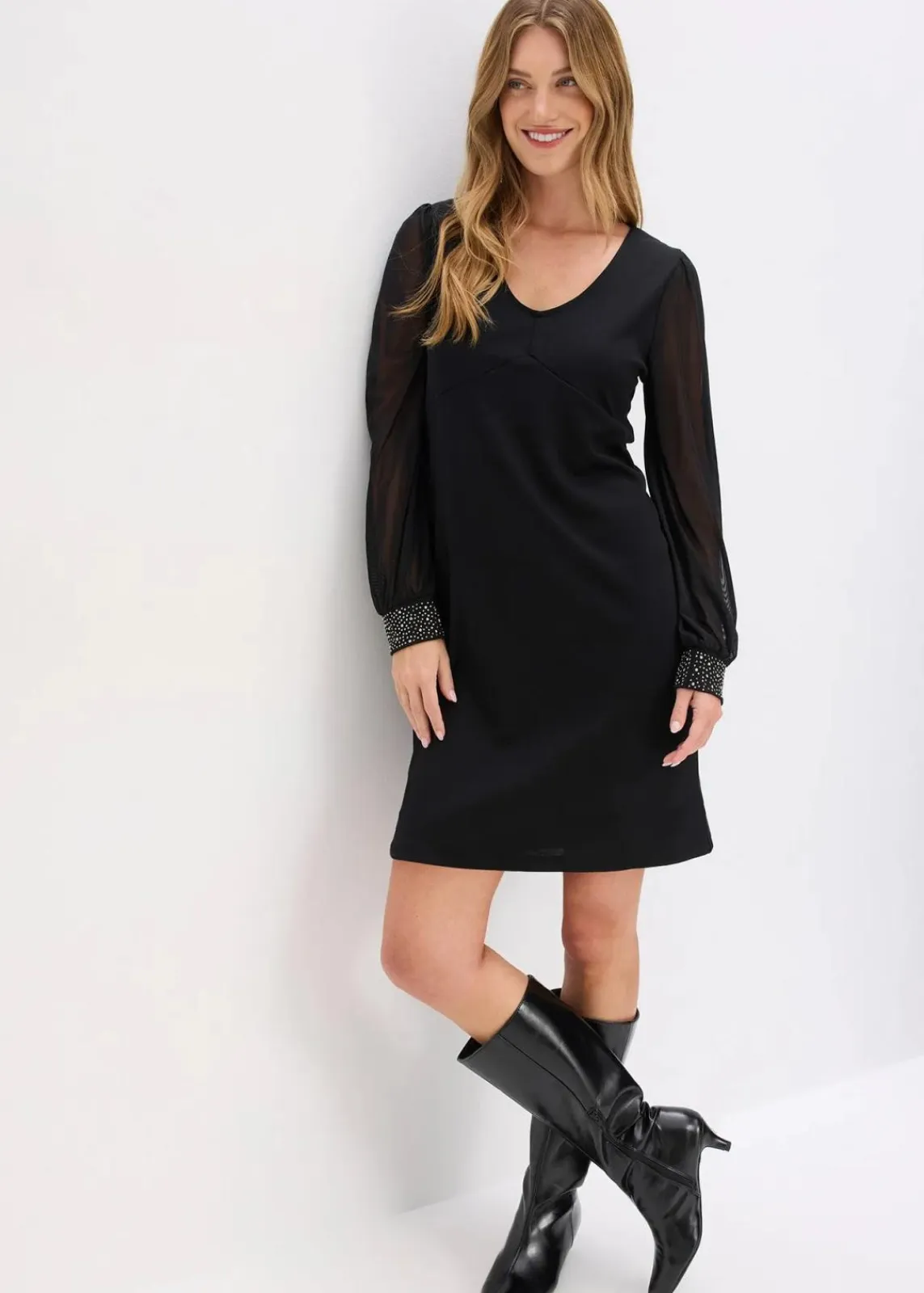 bonprix Bekleidung·Pullover & Strickjacken|Kleider^Jerseykleid schwarz