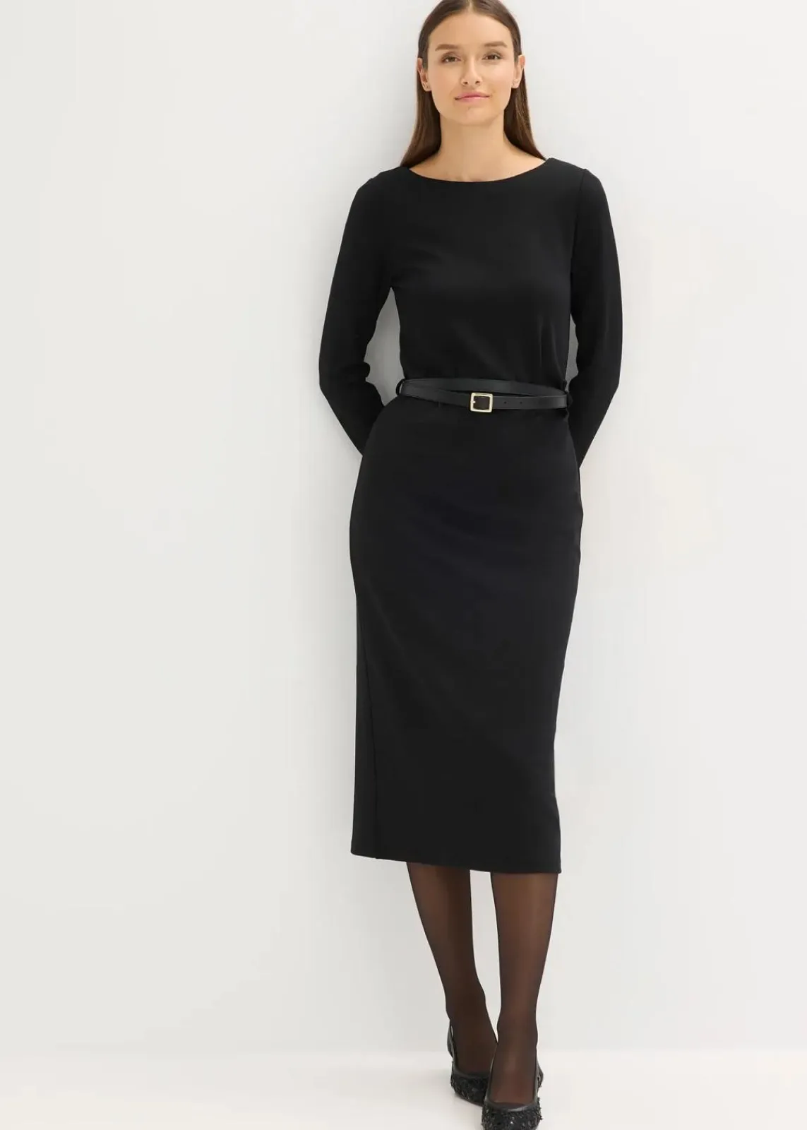bonprix Bekleidung·Pullover & Strickjacken|Kleider^Jerseykleid schwarz