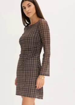bonprix Kleider|Bekleidung·Pullover & Strickjacken^Jerseykleid khaki kariert