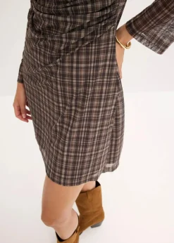 bonprix Kleider|Bekleidung·Pullover & Strickjacken^Jerseykleid khaki kariert