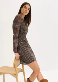 bonprix Kleider|Bekleidung·Pullover & Strickjacken^Jerseykleid khaki kariert