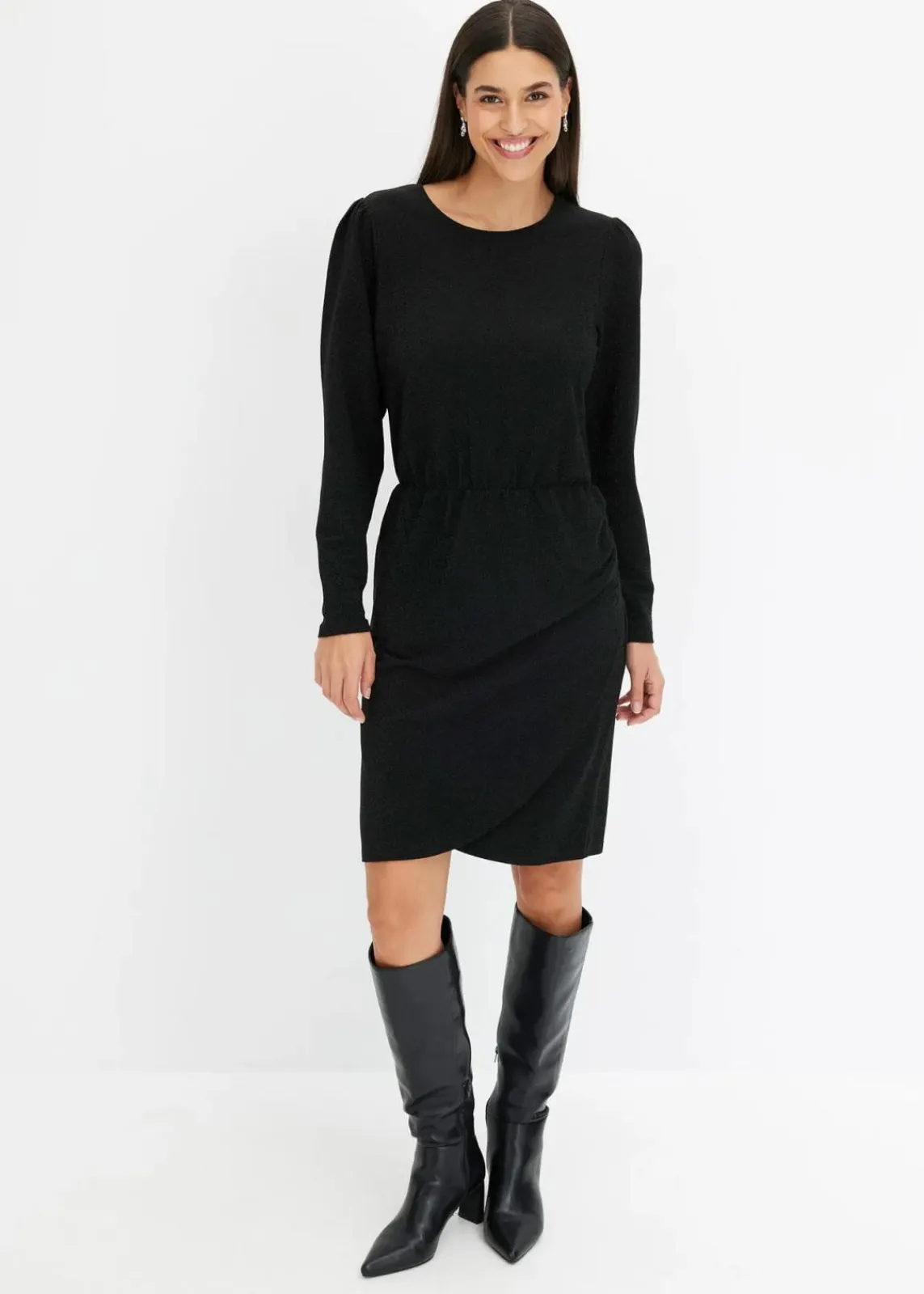 bonprix Bekleidung·Pullover & Strickjacken|Kleider^Jerseykleid schwarz/silber