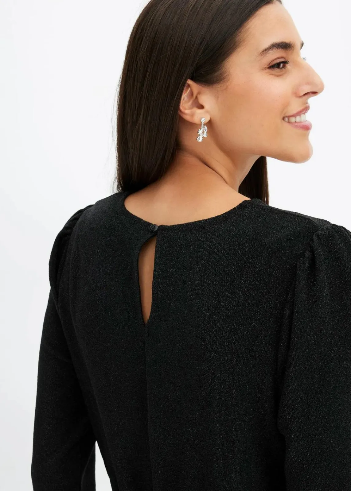 bonprix Bekleidung·Pullover & Strickjacken|Kleider^Jerseykleid schwarz/silber