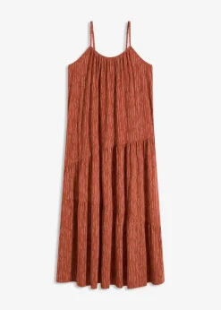 bonprix Bekleidung·Pullover & Strickjacken|Kleider^Jerseykleid rostbraun bedruckt