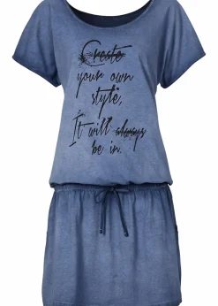 bonprix Bekleidung·Pullover & Strickjacken|Kleider^Jerseykleid blue washed