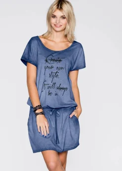 bonprix Bekleidung·Pullover & Strickjacken|Kleider^Jerseykleid blue washed