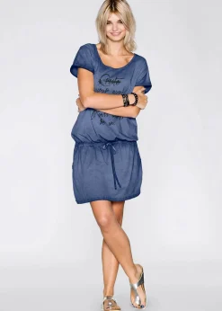 bonprix Bekleidung·Pullover & Strickjacken|Kleider^Jerseykleid blue washed