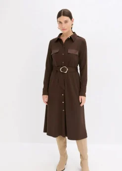 bonprix Kleider|Bekleidung·Pullover & Strickjacken^Jerseykleid dunkelbraun