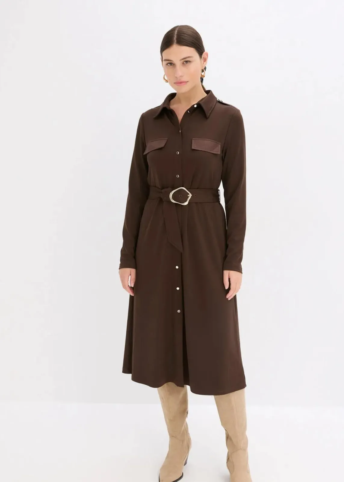 bonprix Kleider|Bekleidung·Pullover & Strickjacken^Jerseykleid dunkelbraun