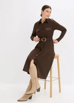 bonprix Kleider|Bekleidung·Pullover & Strickjacken^Jerseykleid dunkelbraun