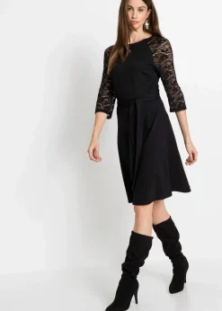 bonprix Bekleidung·Pullover & Strickjacken|Kleider^Jerseykleid schwarz