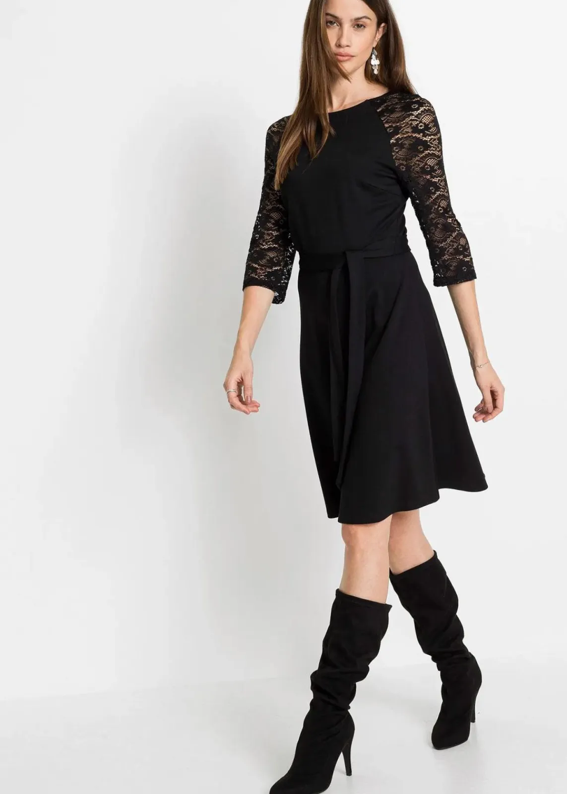 bonprix Bekleidung·Pullover & Strickjacken|Kleider^Jerseykleid schwarz