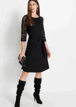 bonprix Bekleidung·Pullover & Strickjacken|Kleider^Jerseykleid schwarz