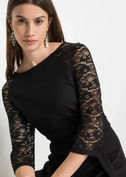 bonprix Bekleidung·Pullover & Strickjacken|Kleider^Jerseykleid schwarz