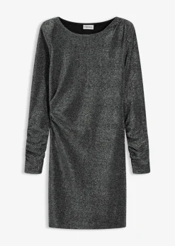 bonprix Bekleidung·Pullover & Strickjacken|Kleider^Jerseykleid schwarz/silber