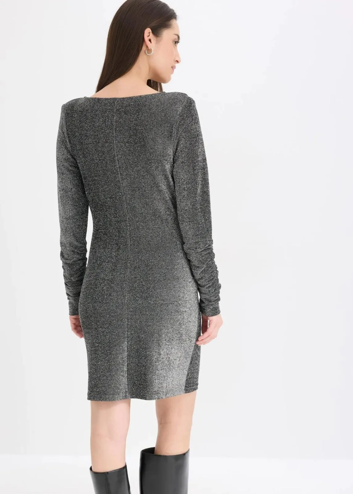 bonprix Bekleidung·Pullover & Strickjacken|Kleider^Jerseykleid schwarz/silber