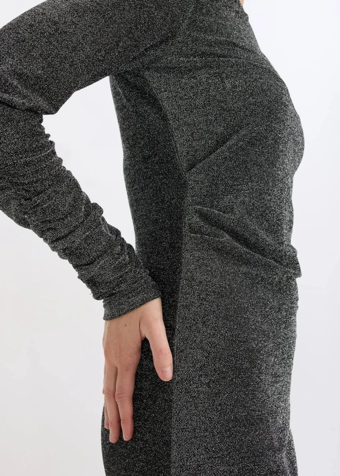 bonprix Bekleidung·Pullover & Strickjacken|Kleider^Jerseykleid schwarz/silber