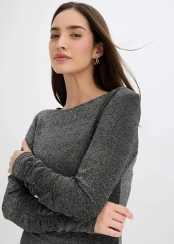 bonprix Bekleidung·Pullover & Strickjacken|Kleider^Jerseykleid schwarz/silber