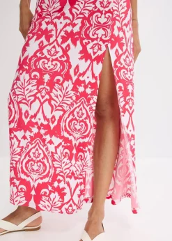 bonprix Bekleidung·Pullover & Strickjacken|Kleider^Jerseykleid pink/weiß bedruckt