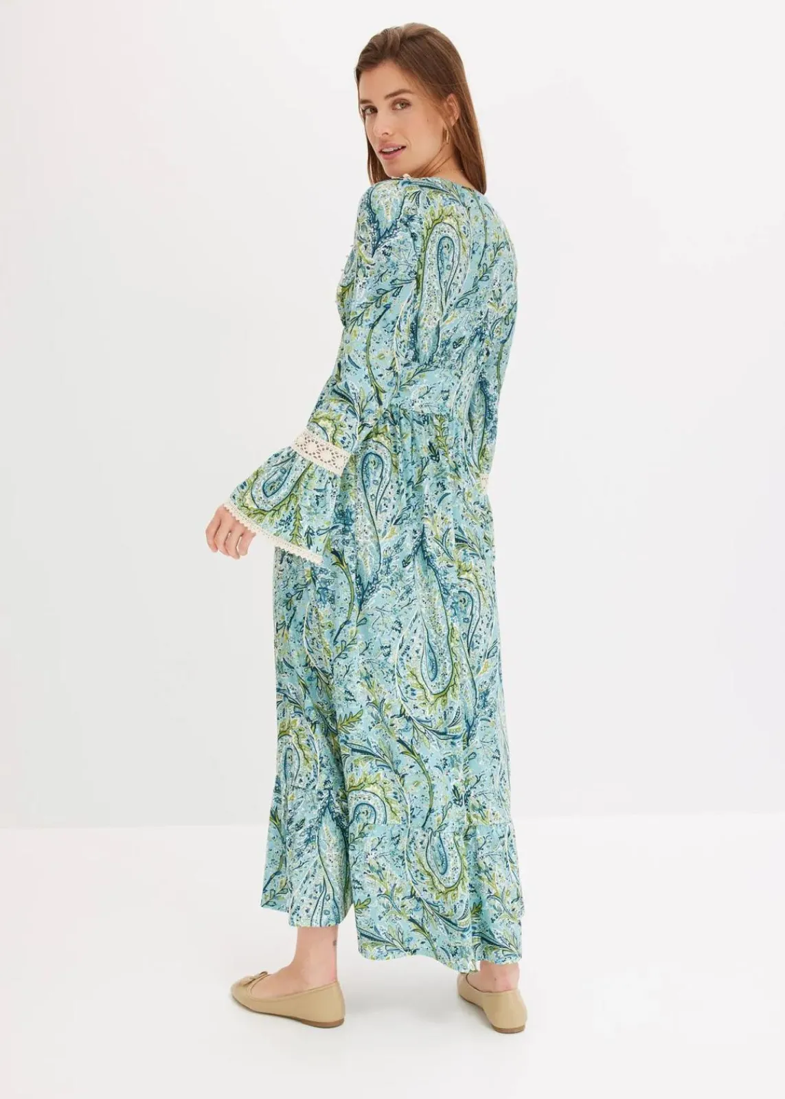bonprix Bekleidung·Pullover & Strickjacken|Kleider^Jerseykleid mint/grün paisley