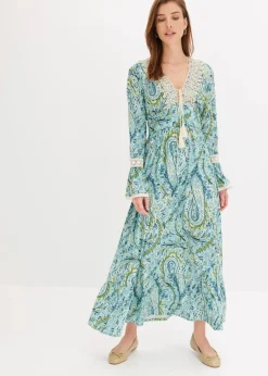 bonprix Bekleidung·Pullover & Strickjacken|Kleider^Jerseykleid mint/grün paisley