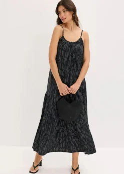 bonprix Kleider|Bekleidung·Pullover & Strickjacken^Jerseykleid schwarz bedruckt