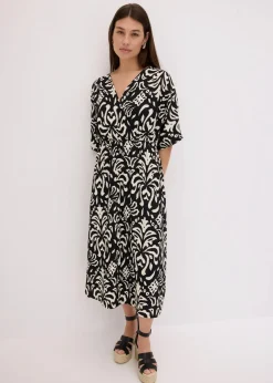 bonprix Bekleidung·Pullover & Strickjacken|Kleider^Jerseykleid schwarz/weiß bedruckt