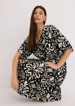 bonprix Bekleidung·Pullover & Strickjacken|Kleider^Jerseykleid schwarz/weiß bedruckt