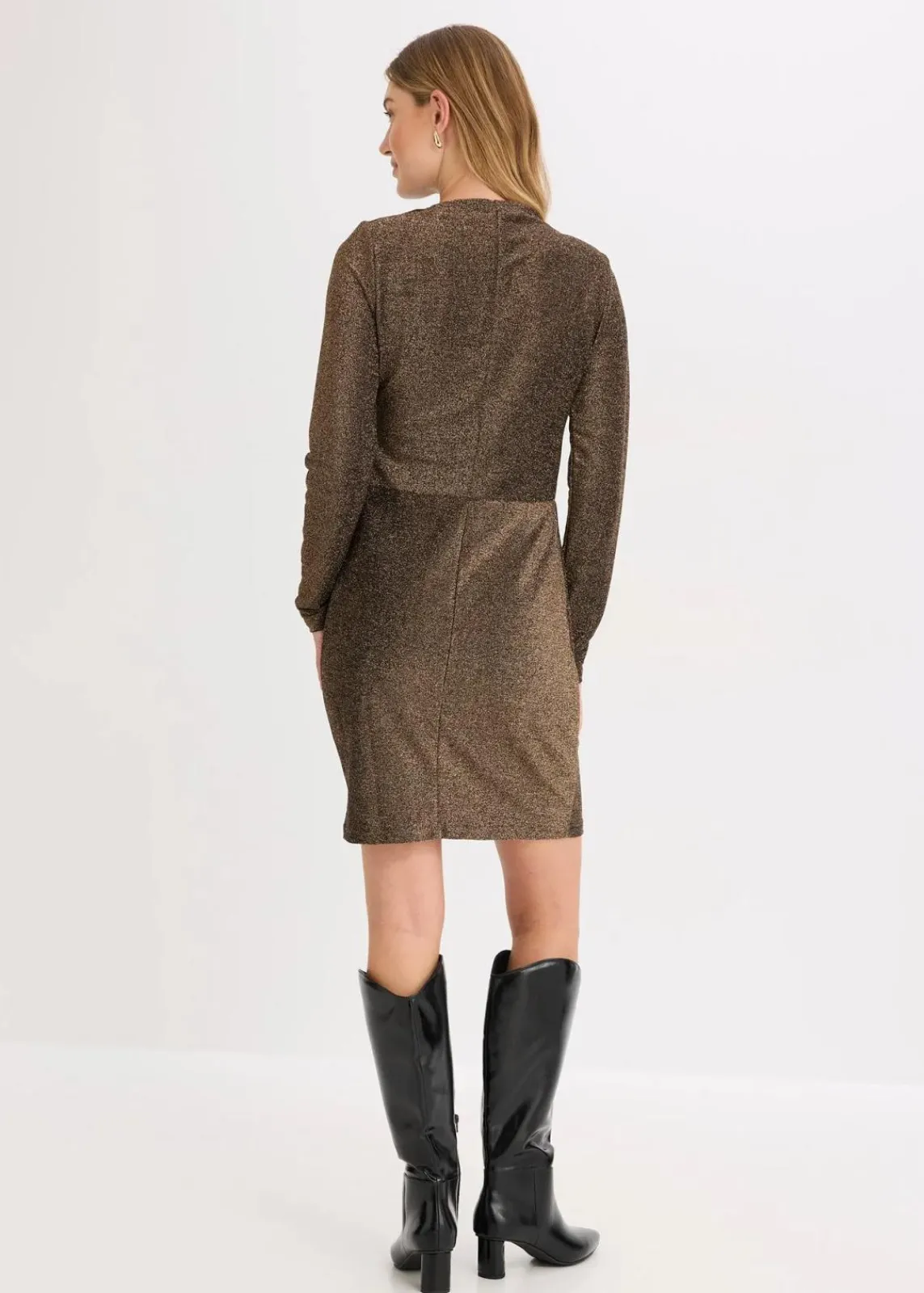 bonprix Bekleidung·Pullover & Strickjacken|Nachhaltigere Materialien^Jerseykleid schwarz/gold