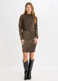 bonprix Bekleidung·Pullover & Strickjacken|Nachhaltigere Materialien^Jerseykleid schwarz/gold