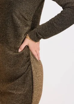 bonprix Bekleidung·Pullover & Strickjacken|Nachhaltigere Materialien^Jerseykleid schwarz/gold