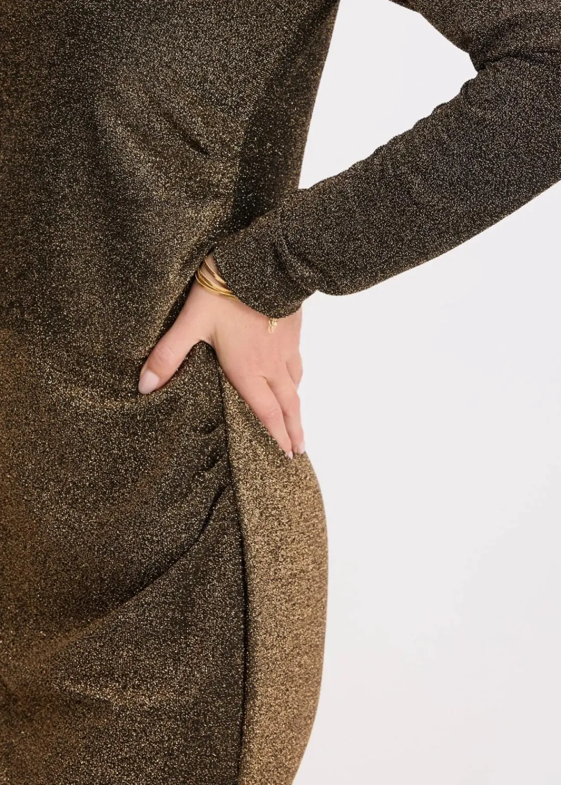 bonprix Bekleidung·Pullover & Strickjacken|Nachhaltigere Materialien^Jerseykleid schwarz/gold