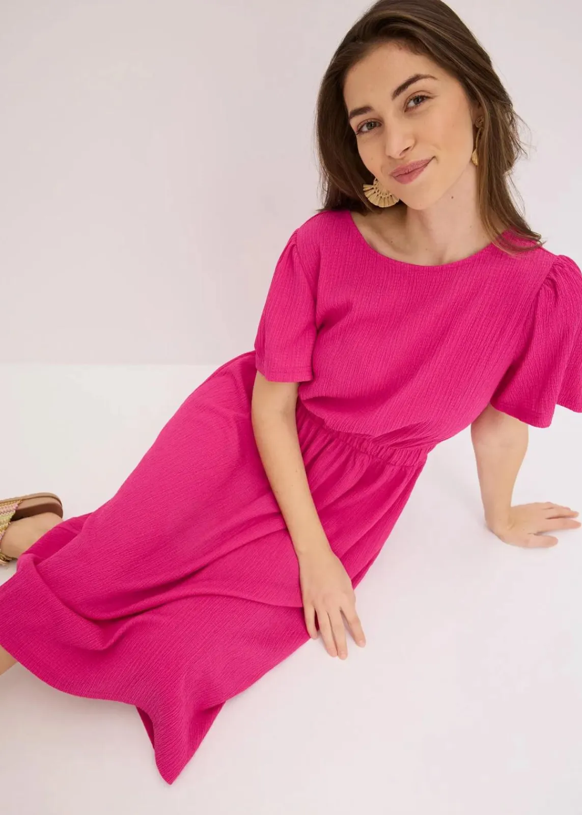 bonprix Bekleidung·Pullover & Strickjacken|Kleider^Jerseykleid fuchsia