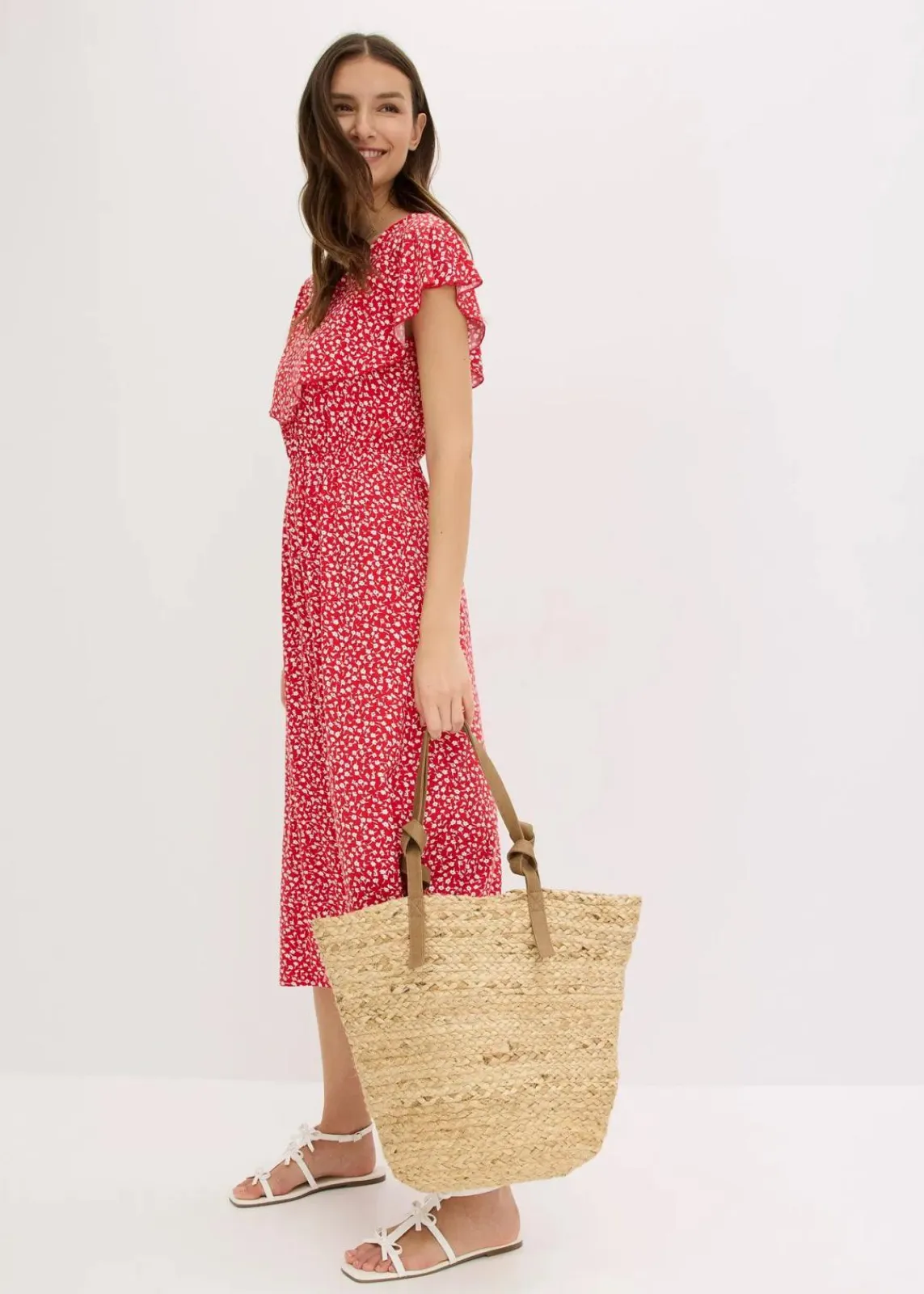bonprix Bekleidung·Pullover & Strickjacken|Kleider^Jerseykleid erdbeere bedruckt
