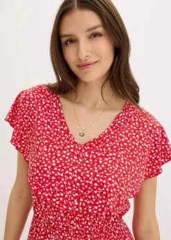 bonprix Bekleidung·Pullover & Strickjacken|Kleider^Jerseykleid erdbeere bedruckt