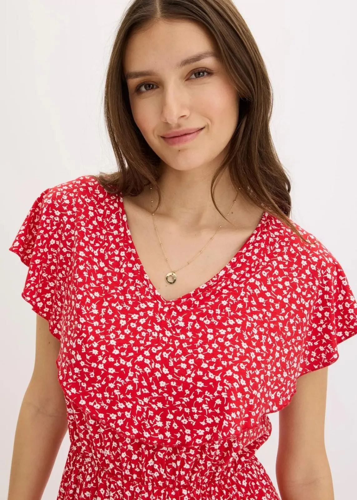bonprix Bekleidung·Pullover & Strickjacken|Kleider^Jerseykleid erdbeere bedruckt