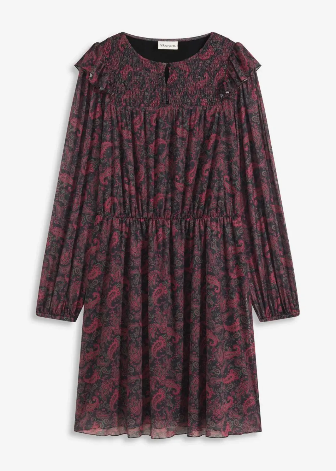 bonprix Bekleidung·Pullover & Strickjacken|Kleider^Jerseykleid schwarz paisley