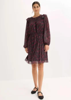bonprix Bekleidung·Pullover & Strickjacken|Kleider^Jerseykleid schwarz paisley
