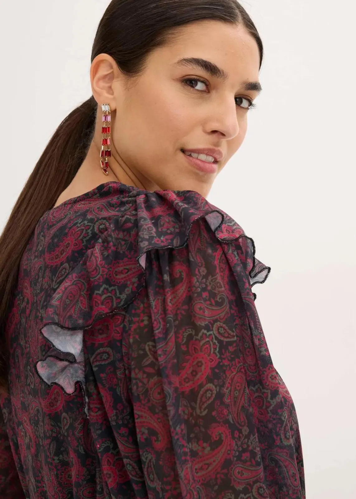 bonprix Bekleidung·Pullover & Strickjacken|Kleider^Jerseykleid schwarz paisley