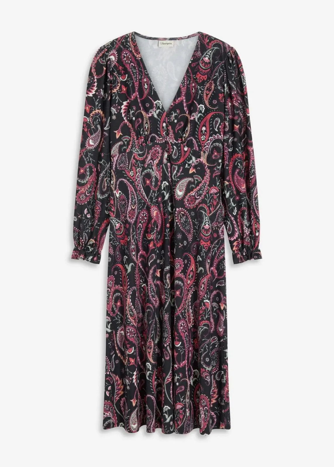 bonprix Bekleidung·Pullover & Strickjacken|Kleider^Jerseykleid schwarz paisley