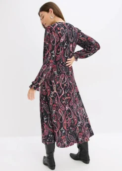 bonprix Bekleidung·Pullover & Strickjacken|Kleider^Jerseykleid schwarz paisley