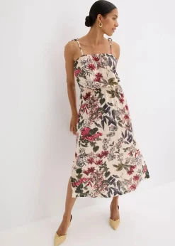 bonprix Bekleidung·Pullover & Strickjacken|Kleider^Jerseykleid natur floral