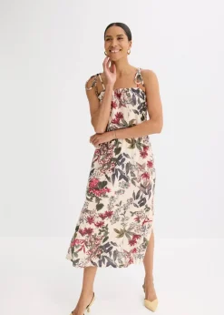 bonprix Bekleidung·Pullover & Strickjacken|Kleider^Jerseykleid natur floral