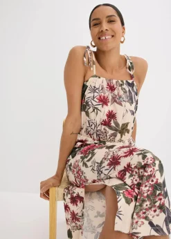 bonprix Bekleidung·Pullover & Strickjacken|Kleider^Jerseykleid natur floral