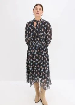 bonprix Bekleidung·Pullover & Strickjacken|Kleider^Jerseykleid nachtblau geblümt