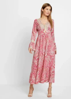 bonprix Kleider|Bekleidung·Pullover & Strickjacken^Jerseykleid pink/weiss paisley