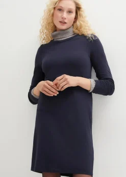 bonprix Kleider|Basics^Jerseykleid aus Baumwolle mit Stretch (2er Pack) dunkelblau+anthrazit meliert