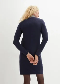 bonprix Kleider|Basics^Jerseykleid aus Baumwolle mit Stretch (2er Pack) dunkelblau+anthrazit meliert