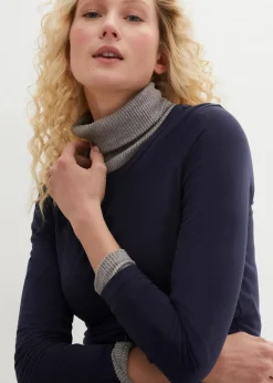 bonprix Kleider|Basics^Jerseykleid aus Baumwolle mit Stretch (2er Pack) dunkelblau+anthrazit meliert